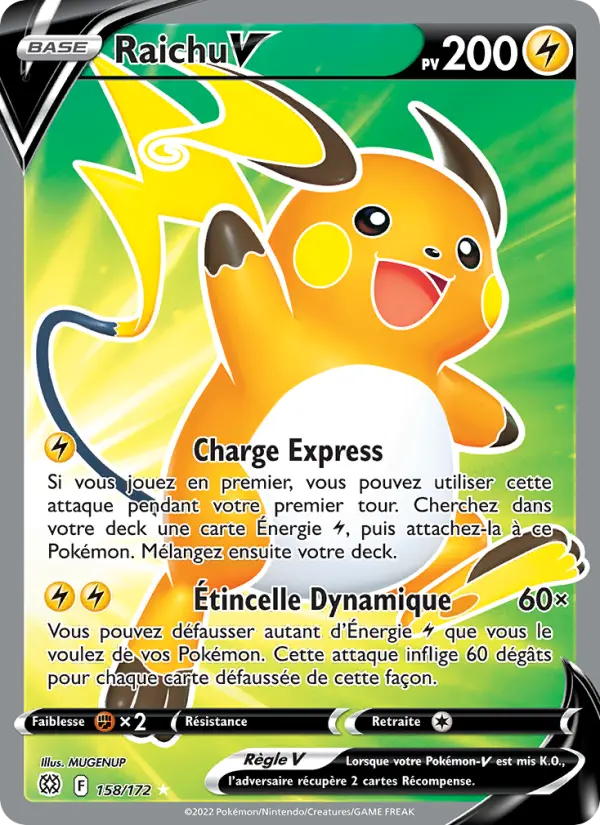 Scan HD carte Pokémon Raichu V 158/172 — Stars Étincelantes