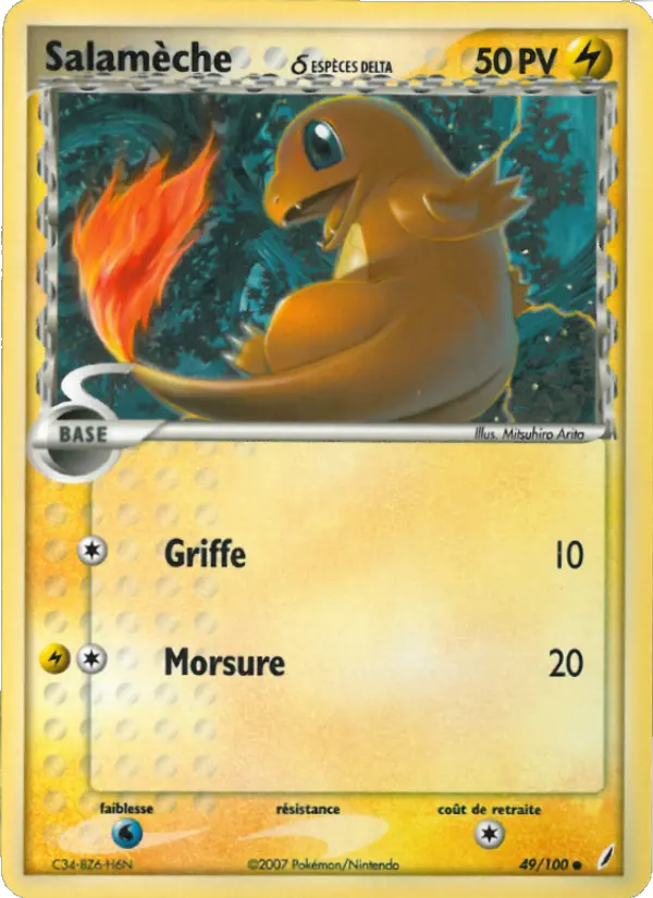 Scan HD carte Pokémon Salamèche δ 49/100 — EX Gardiens de Cristal