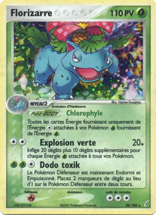Scan HD carte Pokémon Florizarre 28/100 — EX Gardiens de Cristal