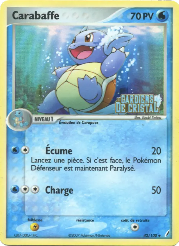Scan HD carte Pokémon Carabaffe 42/100 — EX Gardiens de Cristal