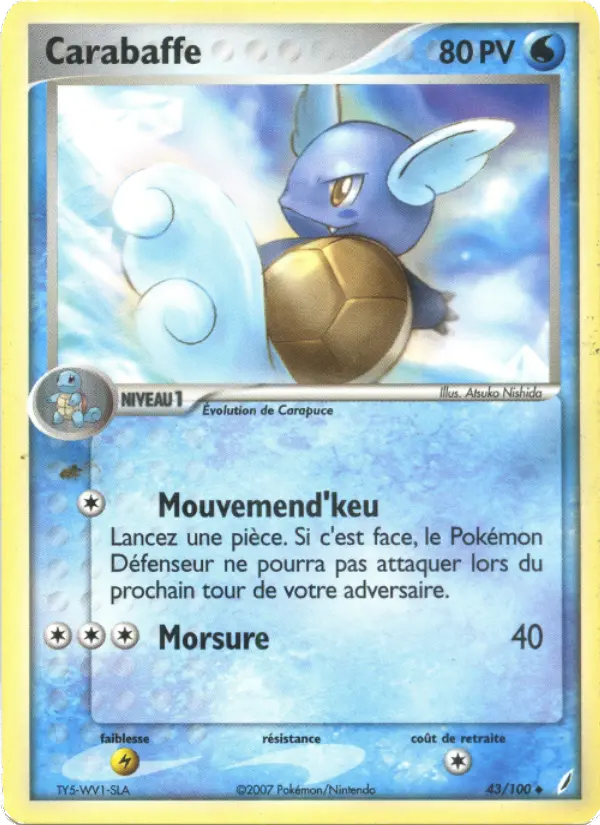 Scan HD carte Pokémon Carabaffe 43/100 — EX Gardiens de Cristal
