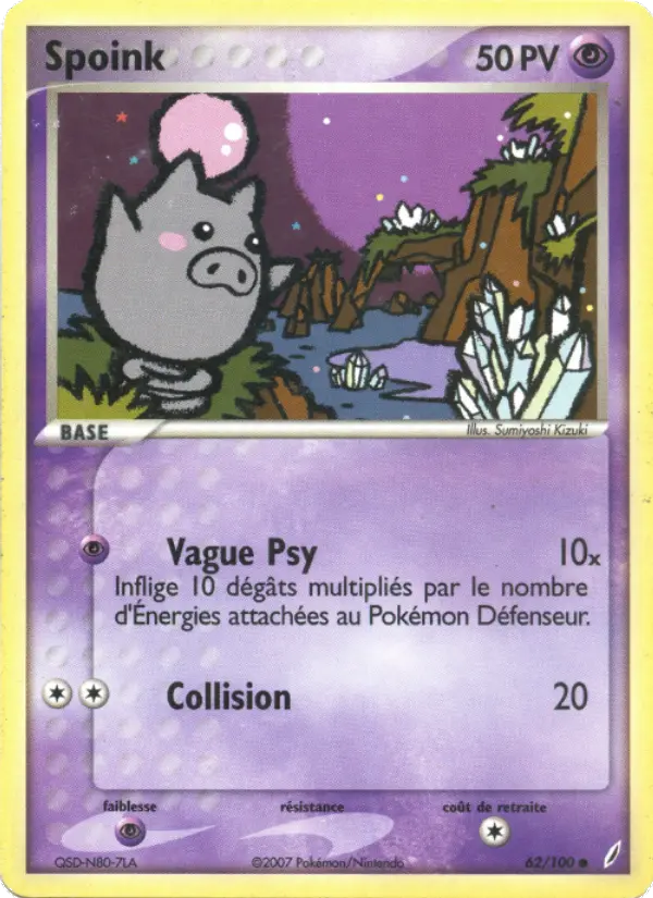 Scan HD carte Pokémon Spoink 62/100 — EX Gardiens de Cristal