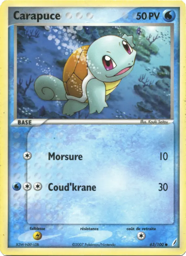 Scan HD carte Pokémon Carapuce 63/100 — EX Gardiens de Cristal