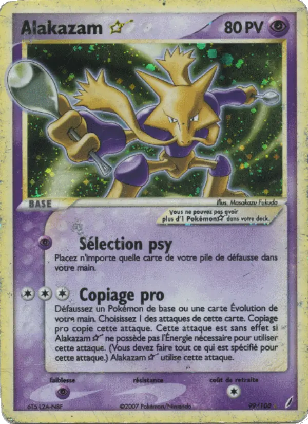 Scan HD carte Pokémon Alakazam 99/100 — EX Gardiens de Cristal
