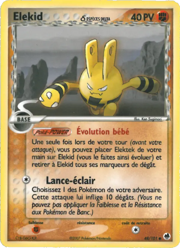 Scan HD carte Pokémon Elekid δ 48/101 — EX Île des Dragons