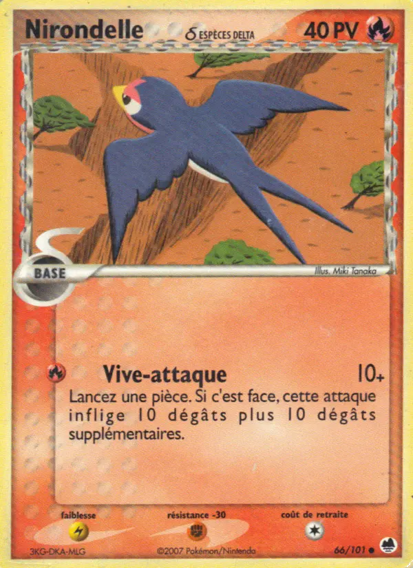 Scan HD carte Pokémon Nirondelle δ 66/101 — EX Île des Dragons