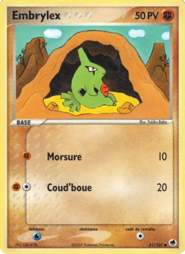 Scan HD carte Pokémon Embrylex 51/101 — EX Île des Dragons