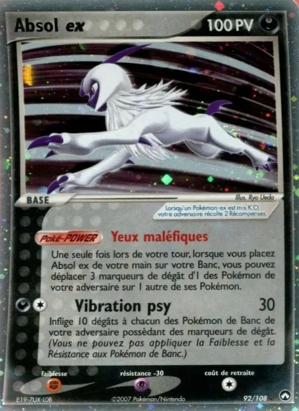 Scan HD carte Pokémon Absol ex 92/108 — EX Gardiens du Pouvoir