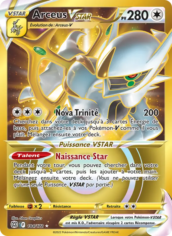Scan HD carte Pokémon Arceus VSTAR 184/172 — Stars Étincelantes