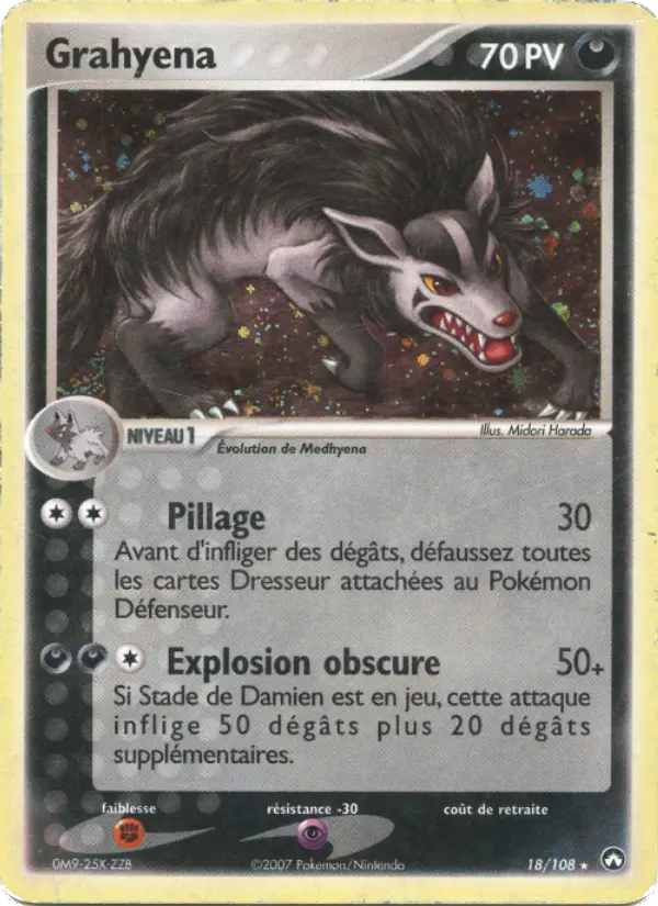 Scan HD carte Pokémon Grahyena 18/108 — EX Gardiens du Pouvoir