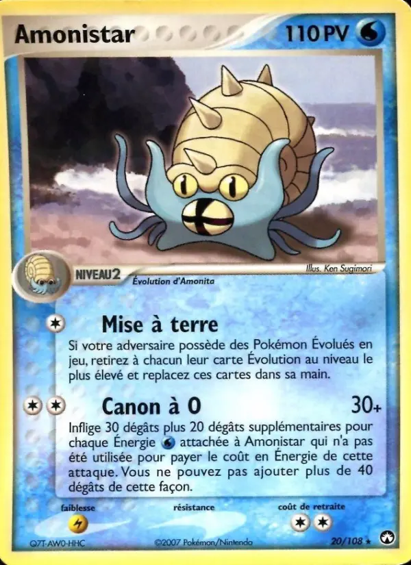 Scan HD carte Pokémon Amonistar 20/108 — EX Gardiens du Pouvoir