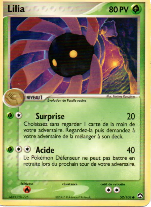 Scan HD carte Pokémon Lilia 52/108 — EX Gardiens du Pouvoir