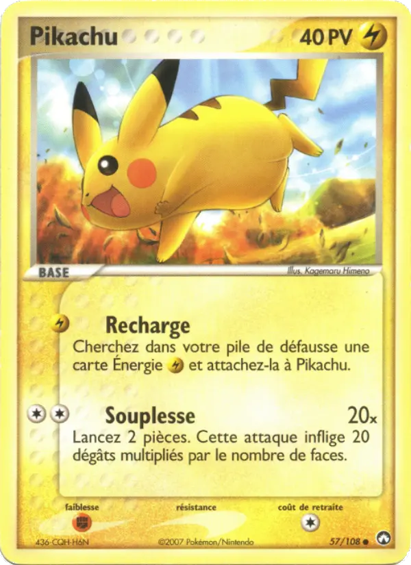 Scan HD carte Pokémon Pikachu 57/108 — EX Gardiens du Pouvoir