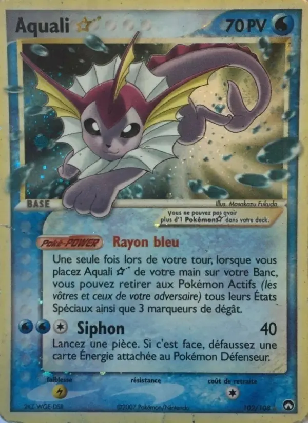 Scan HD carte Pokémon Aquali 102/108 — EX Gardiens du Pouvoir