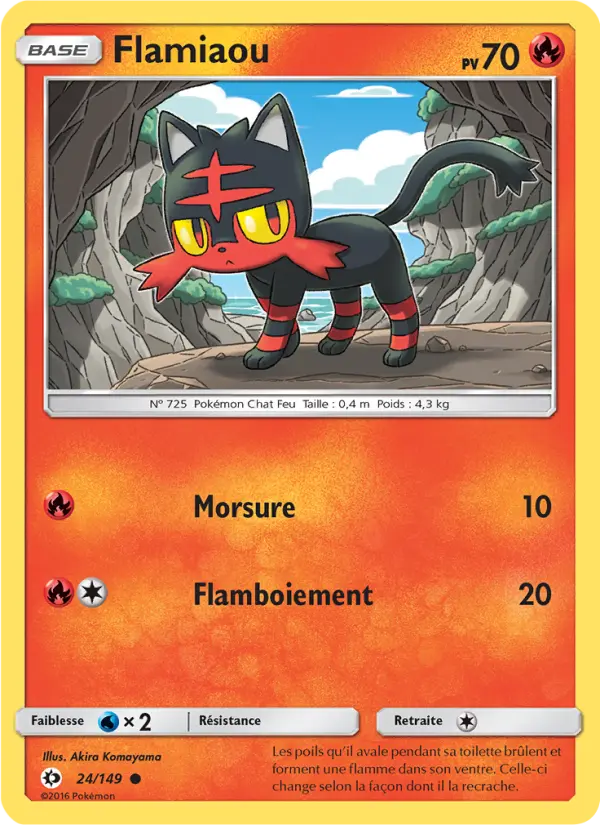 Scan HD carte Pokémon Flamiaou 24/149 — Soleil et Lune