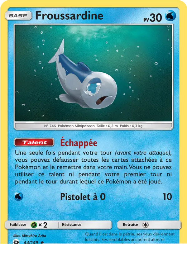 Scan HD carte Pokémon Froussardine 44/149 — Soleil et Lune