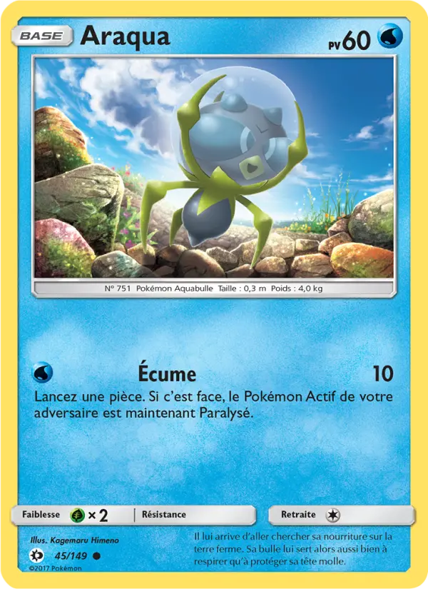 Scan HD carte Pokémon Araqua 45/149 — Soleil et Lune