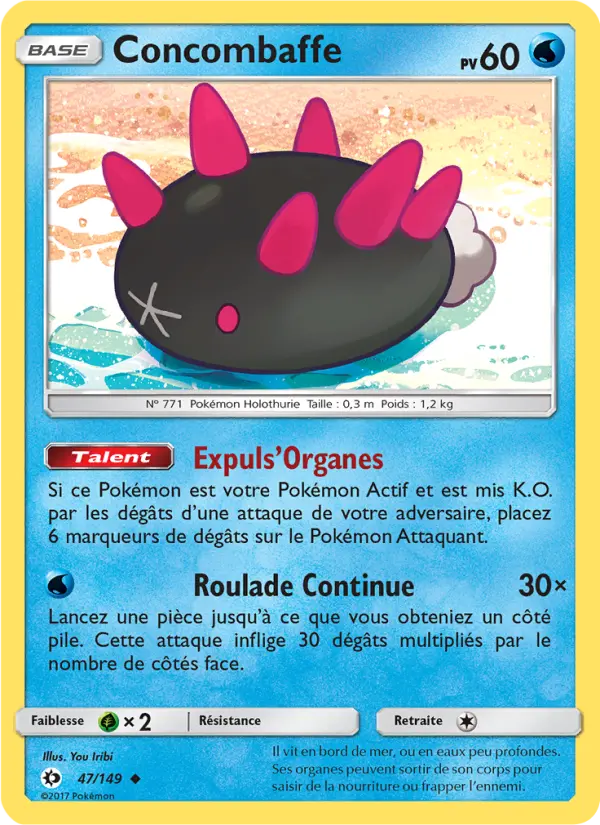 Scan HD carte Pokémon Concombaffe 47/149 — Soleil et Lune
