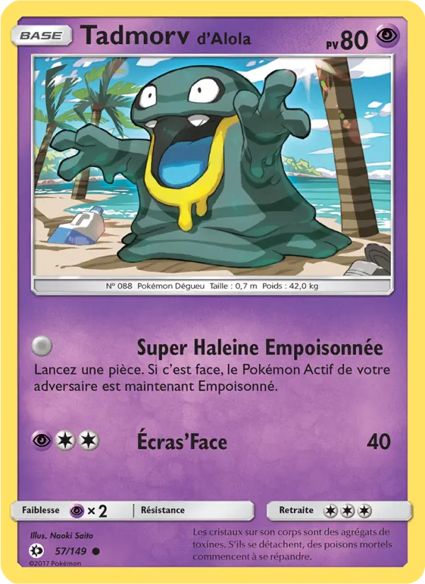 Scan HD carte Pokémon Tadmorv d’Alola 57/149 — Soleil et Lune