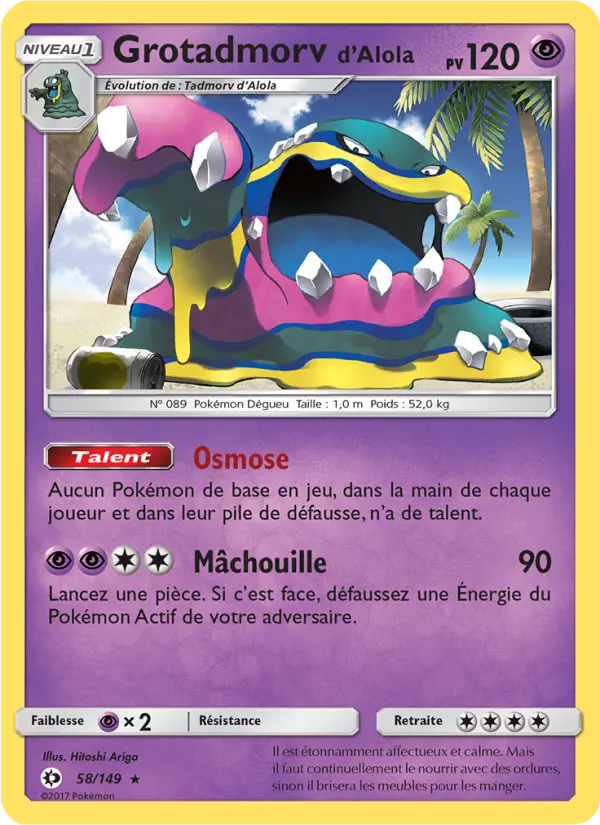 Scan HD carte Pokémon Grotadmorv d’Alola 58/149 — Soleil et Lune