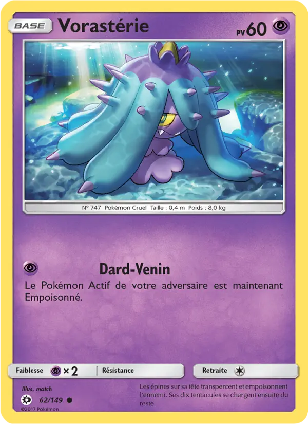 Scan HD carte Pokémon Vorastérie 62/149 — Soleil et Lune