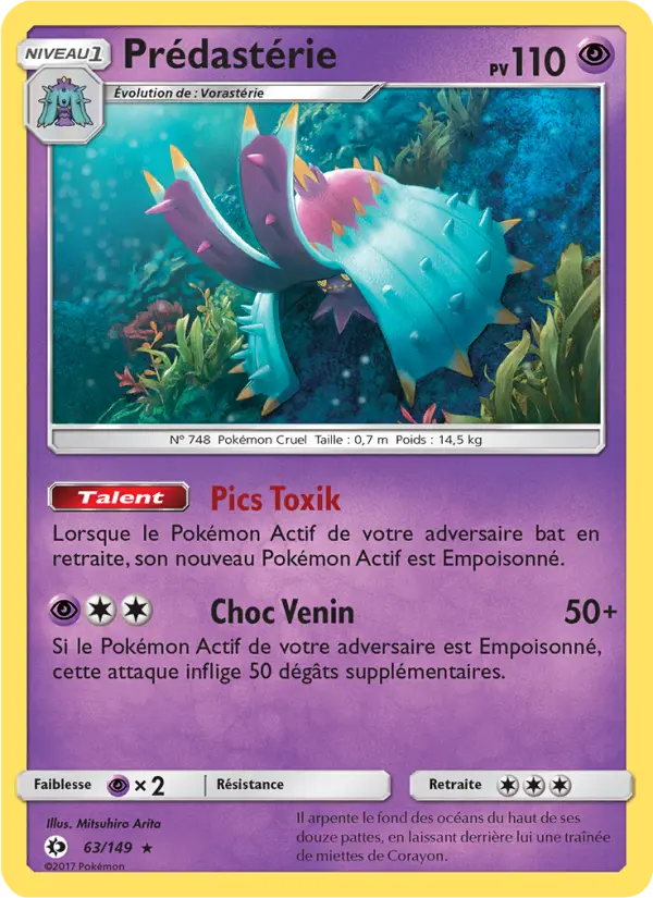 Scan HD carte Pokémon Prédastérie 63/149 — Soleil et Lune