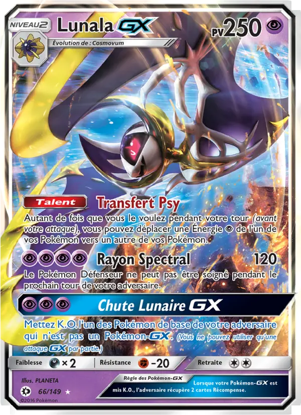 Scan HD carte Pokémon Lunala GX 66/149 — Soleil et Lune