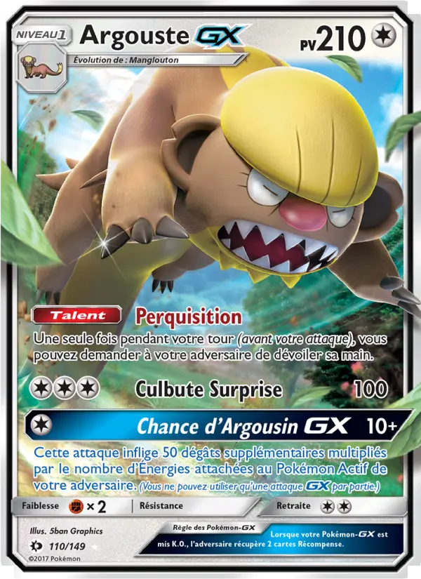 Scan HD carte Pokémon Argouste GX 110/149 — Soleil et Lune