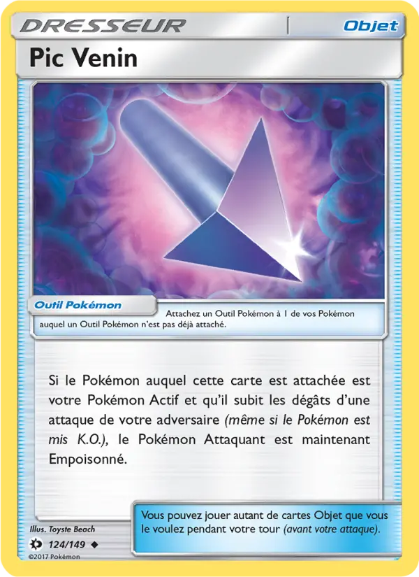 Scan HD carte Pokémon Pic Venin 124/149 — Soleil et Lune