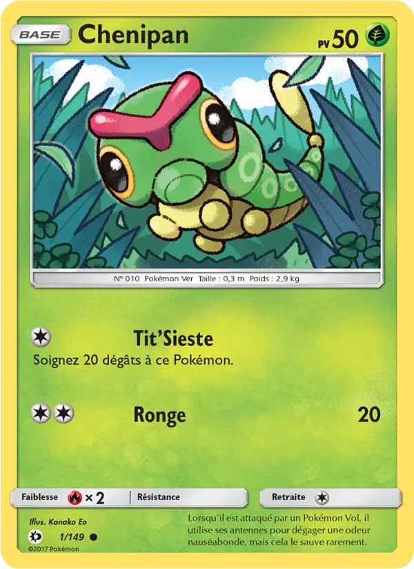 Scan HD carte Pokémon Chenipan 1/149 — Soleil et Lune