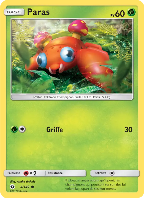 Scan HD carte Pokémon Paras 4/149 — Soleil et Lune