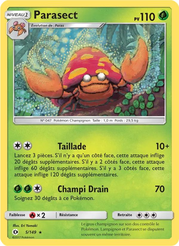 Scan HD carte Pokémon Parasect 5/149 — Soleil et Lune