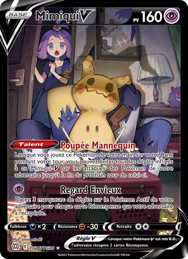 Scan HD carte Pokémon Mimiqui V TG16/172 — Stars Étincelantes