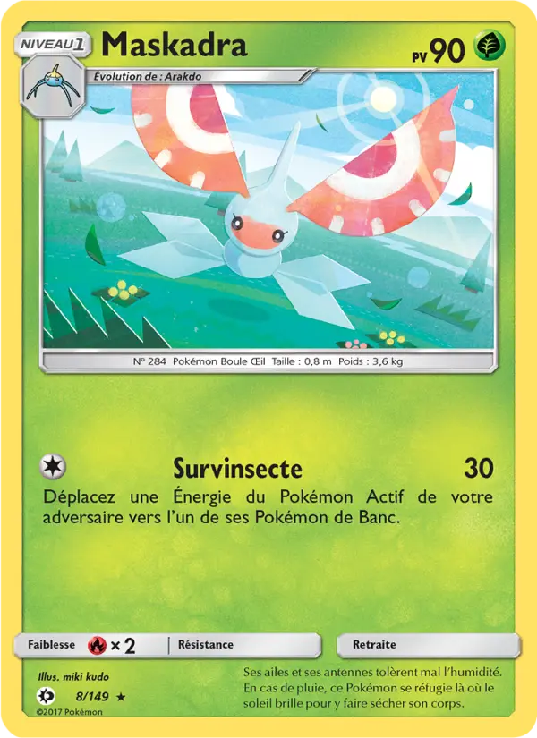 Scan HD carte Pokémon Maskadra 8/149 — Soleil et Lune