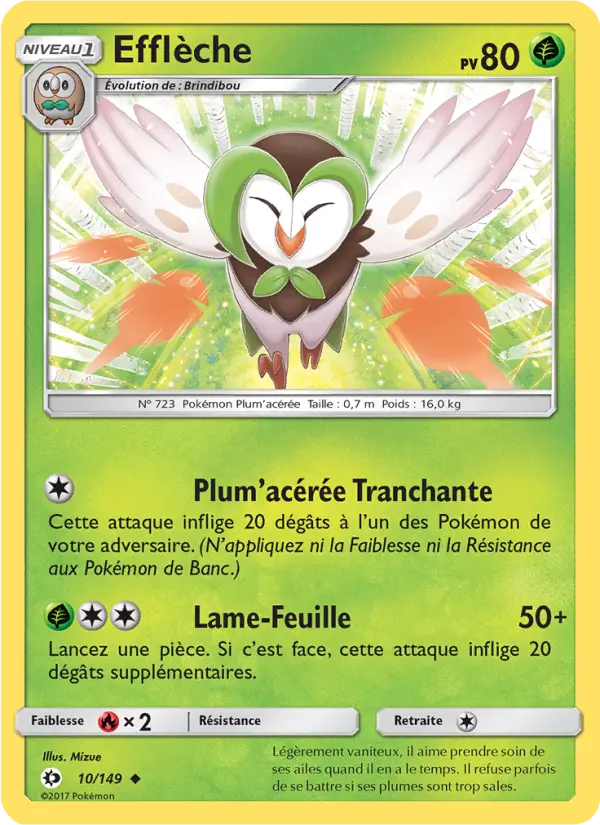 Scan HD carte Pokémon Efflèche 10/149 — Soleil et Lune