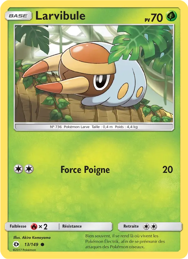 Scan HD carte Pokémon Larvibule 13/149 — Soleil et Lune