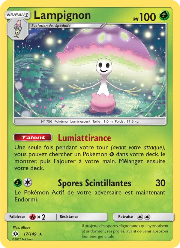 Scan HD carte Pokémon Lampignon 17/149 — Soleil et Lune