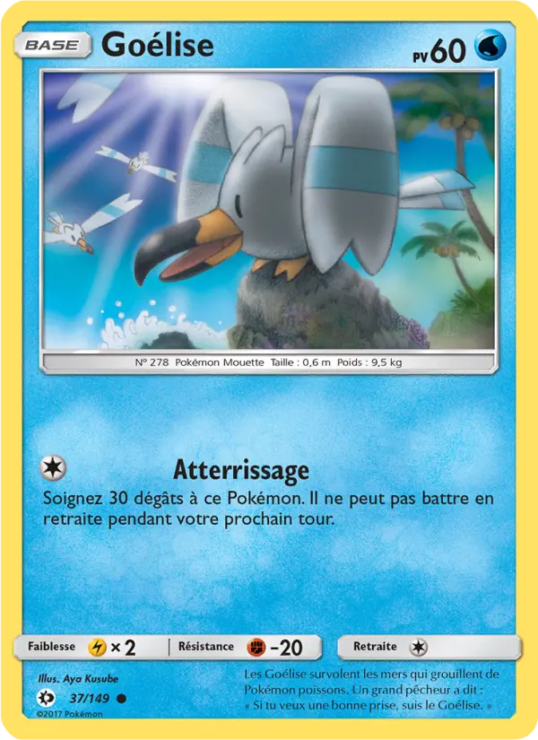 Scan HD carte Pokémon Goélise 37/149 — Soleil et Lune