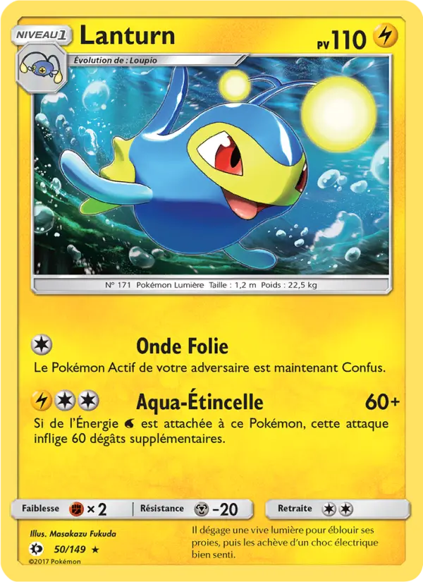 Scan HD carte Pokémon Lanturn 50/149 — Soleil et Lune