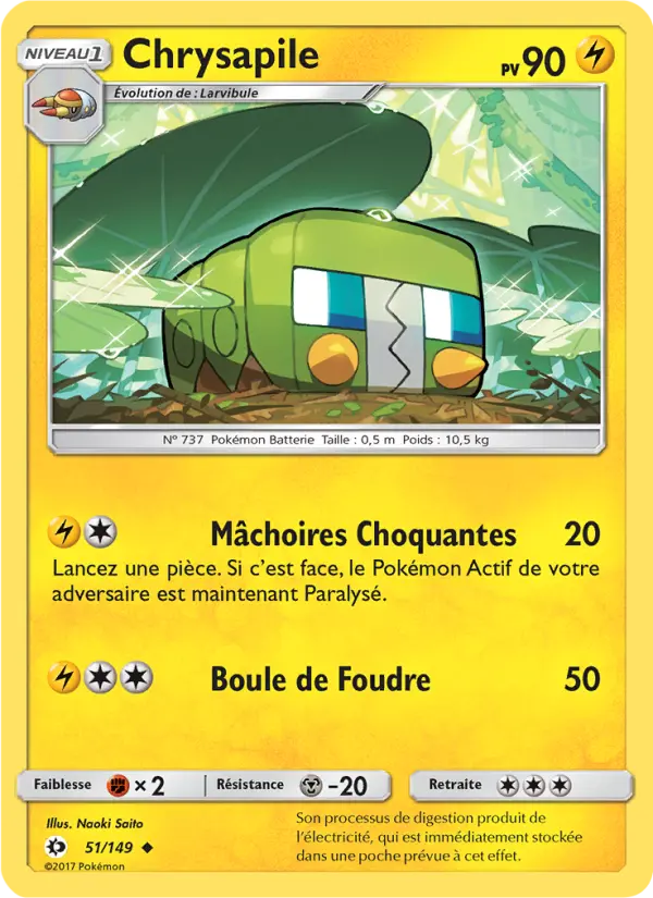 Scan HD carte Pokémon Chrysapile 51/149 — Soleil et Lune