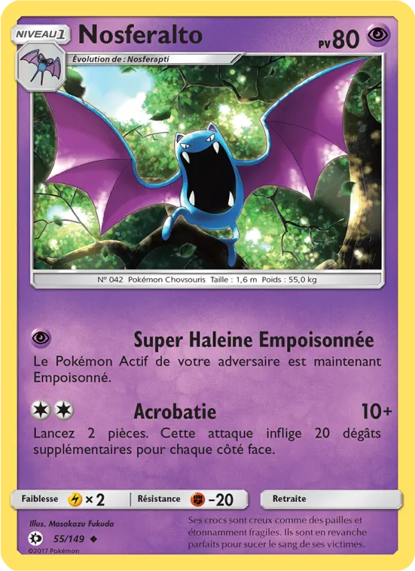 Scan HD carte Pokémon Nosferalto 55/149 — Soleil et Lune
