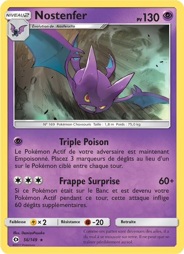 Scan HD carte Pokémon Nostenfer 56/149 — Soleil et Lune