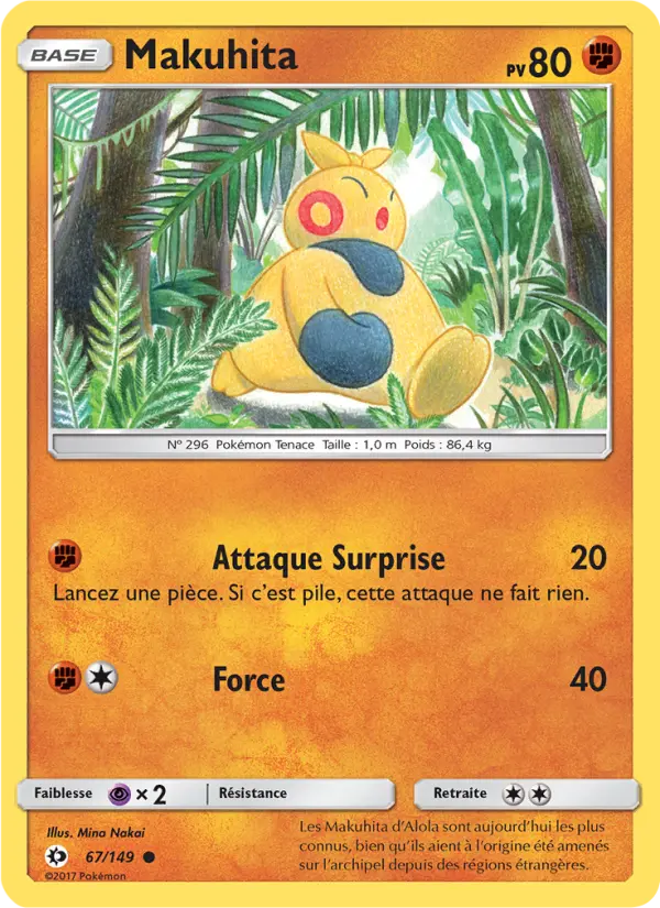 Scan HD carte Pokémon Makuhita 67/149 — Soleil et Lune