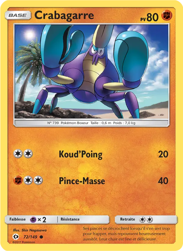 Scan HD carte Pokémon Crabagarre 72/149 — Soleil et Lune