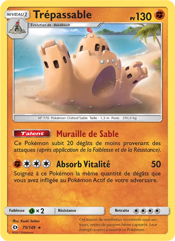 Scan HD carte Pokémon Trépassable 75/149 — Soleil et Lune