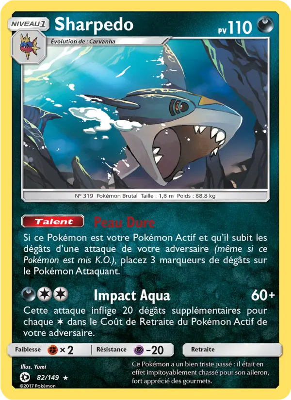 Scan HD carte Pokémon Sharpedo 82/149 — Soleil et Lune