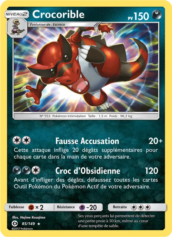 Scan HD carte Pokémon Crocorible 85/149 — Soleil et Lune
