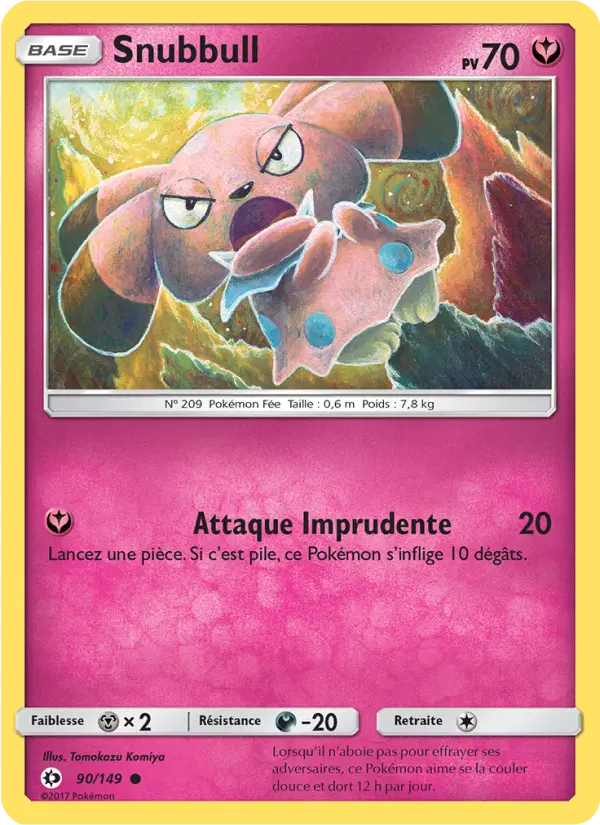 Scan HD carte Pokémon Snubbull 90/149 — Soleil et Lune