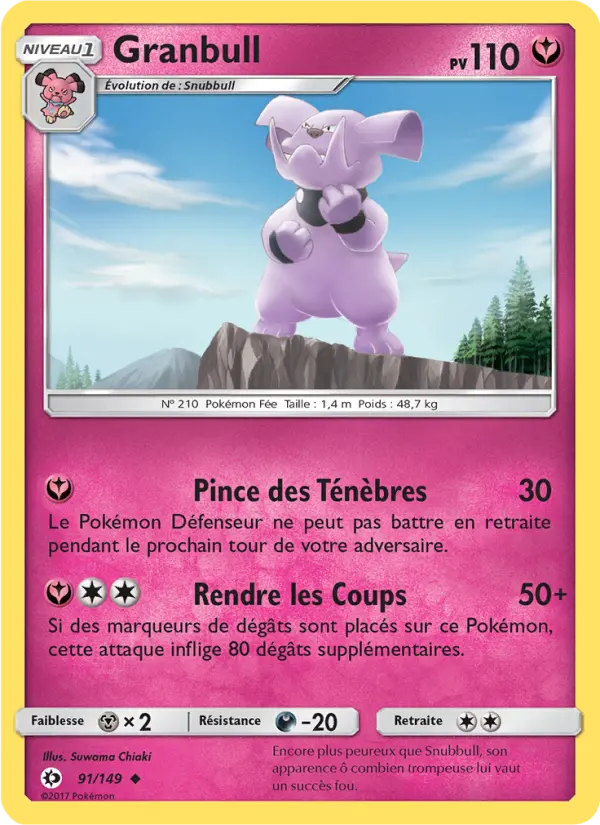 Scan HD carte Pokémon Granbull 91/149 — Soleil et Lune