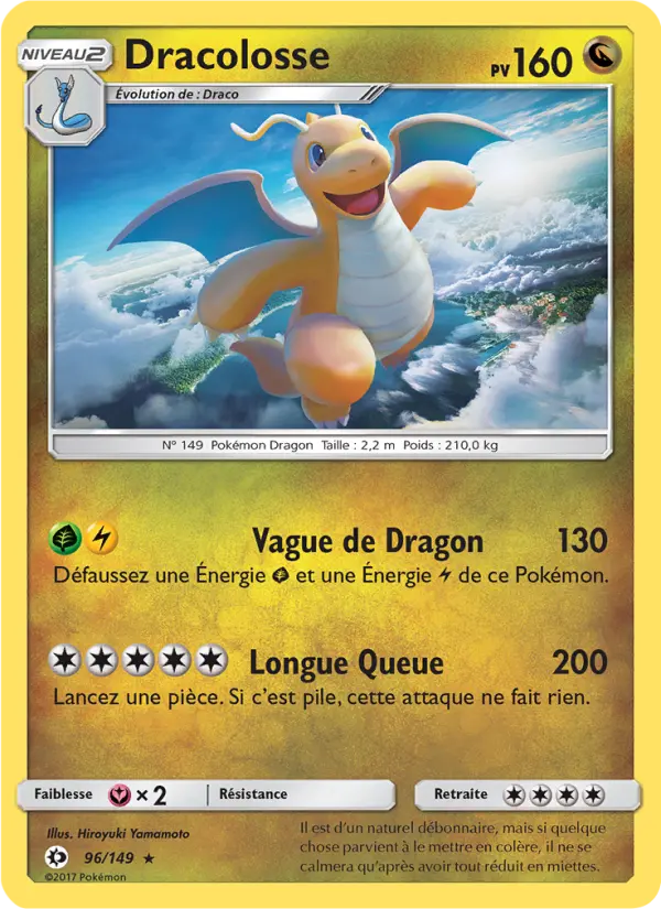 Scan HD carte Pokémon Dracolosse 96/149 — Soleil et Lune